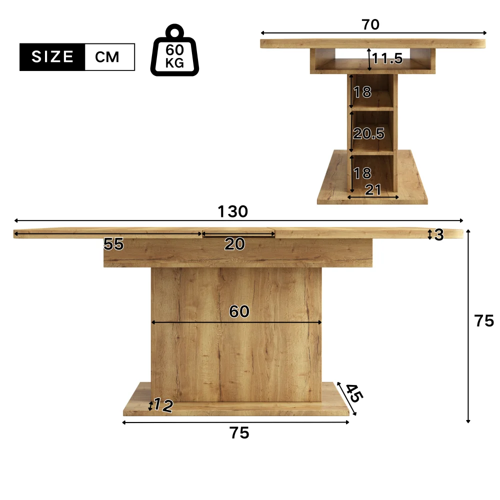 Rechteckiger ausziehbarer Esstisch, mit Stauraum, moderner, einfacher Couchtisch, platzsparender multifunktionaler Esstisch – Detail 35