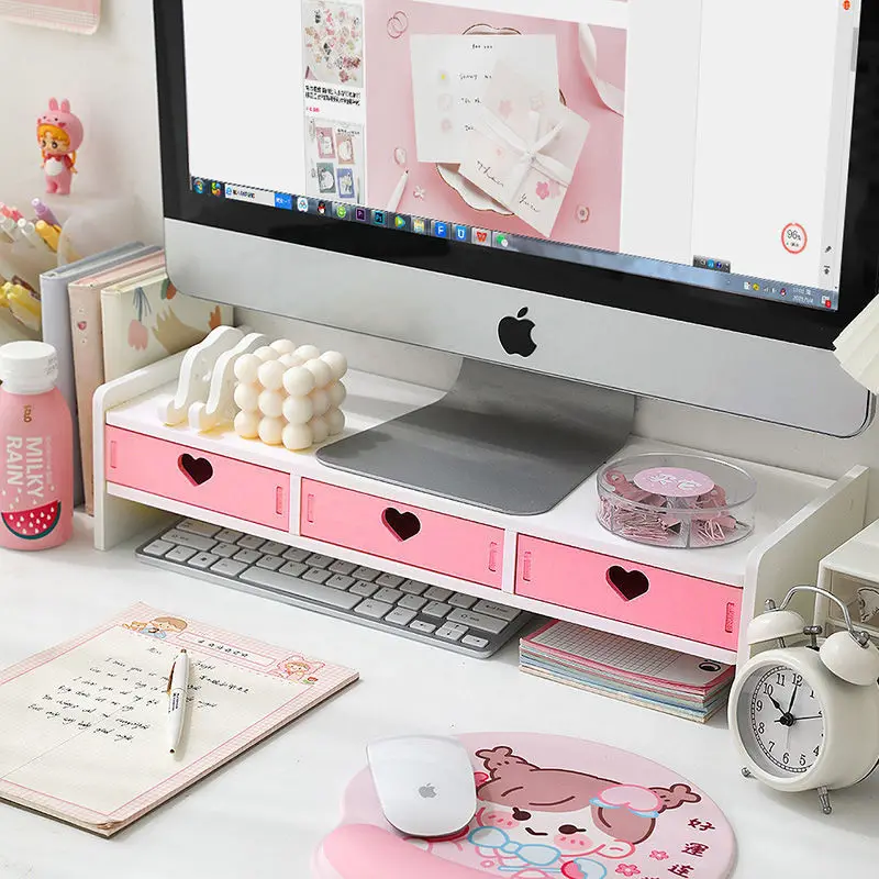 

Storage Rack Storage Desk Computer Material Stationery Supplies Cute Desktop Monitor Increase Rack Office Accessories