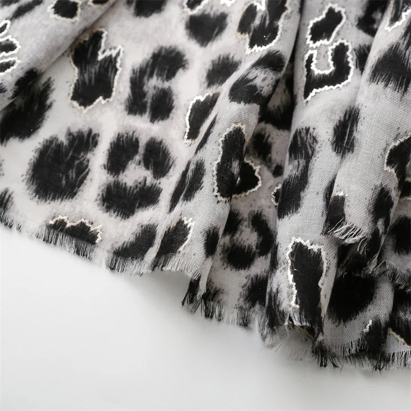 2024 mode Frauen Leopard Floral Fringe Viskose Schal Schal Druck Weiche Dame Hohe Qualität Pashmina Stola Moslemisches Hijab 180*90 cm – Detail 18