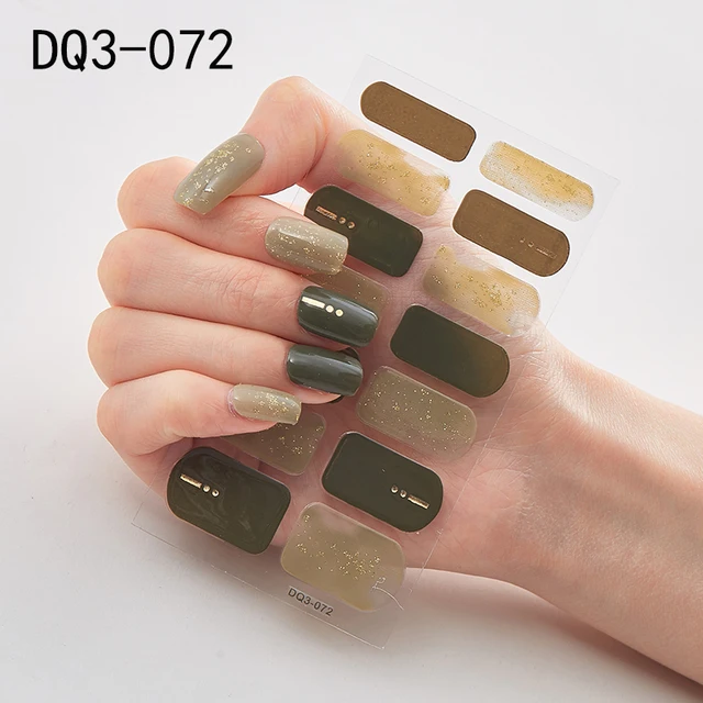 Korean Fashion Colorful 3D Glitter Sequins Nail Art Stickers Manicure DIY Nail Strips Wraps Solid Color DQ3-072