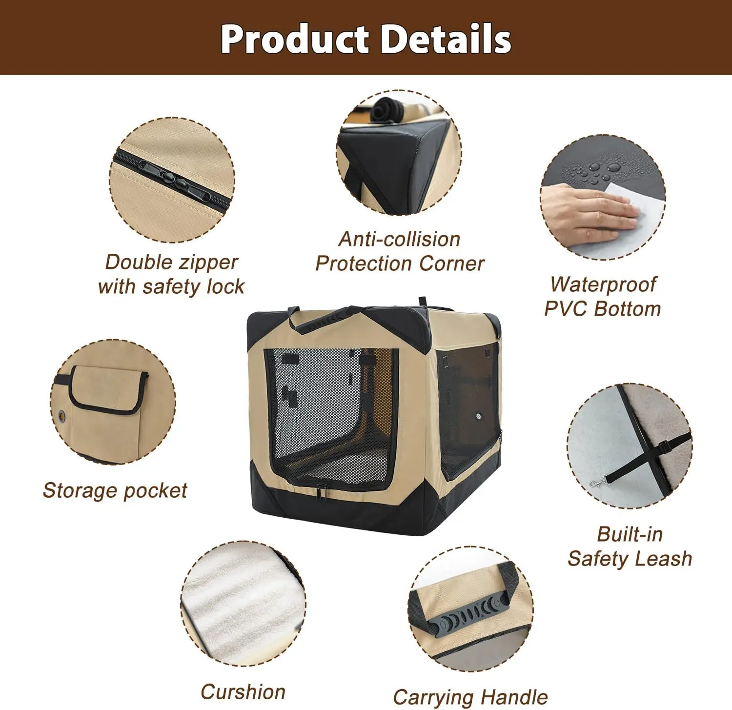 Soft Dog Crate for Extra Large Dogs, 4-Door Foldable Collapsible Dog ...