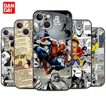 

Cartoon Comics Newspaper Case for iPhone 13 12 11 X XS Pro Max 6 6s 7 8 Plus SE XR 12pro 13pro Mini Black Trend Silicone Cover