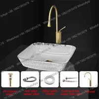 อ่างล้างหน้าห้องน้ำเคลือบเงาแบบลดราคา อ่างล้างหน้าทรงกระบอกคริสตัล อ่างล้างหน้าสีเงิน อ่างล้างหน้าแก้ว อ่างล้างหน้าห้องครัว 4