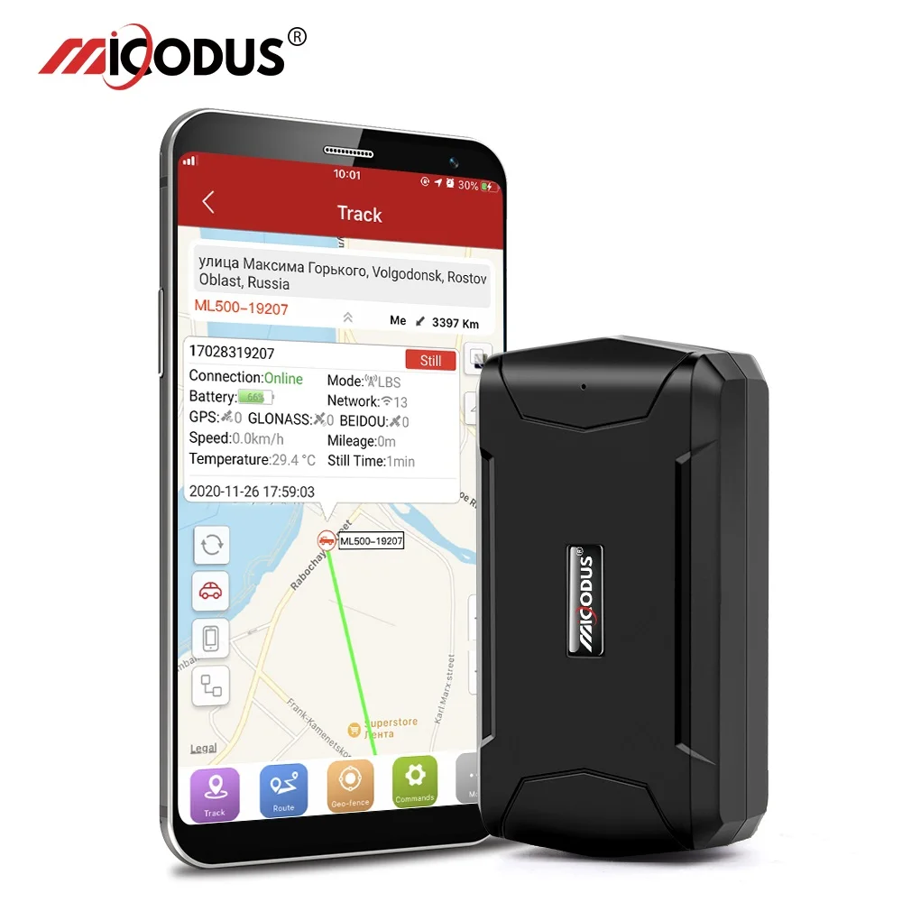 Magnetic 5000mAh GPS Tracker Car Tracker MiCODUS ML500 Temperature GPS Locator Vibrate Drop Alert Lifetime APP
