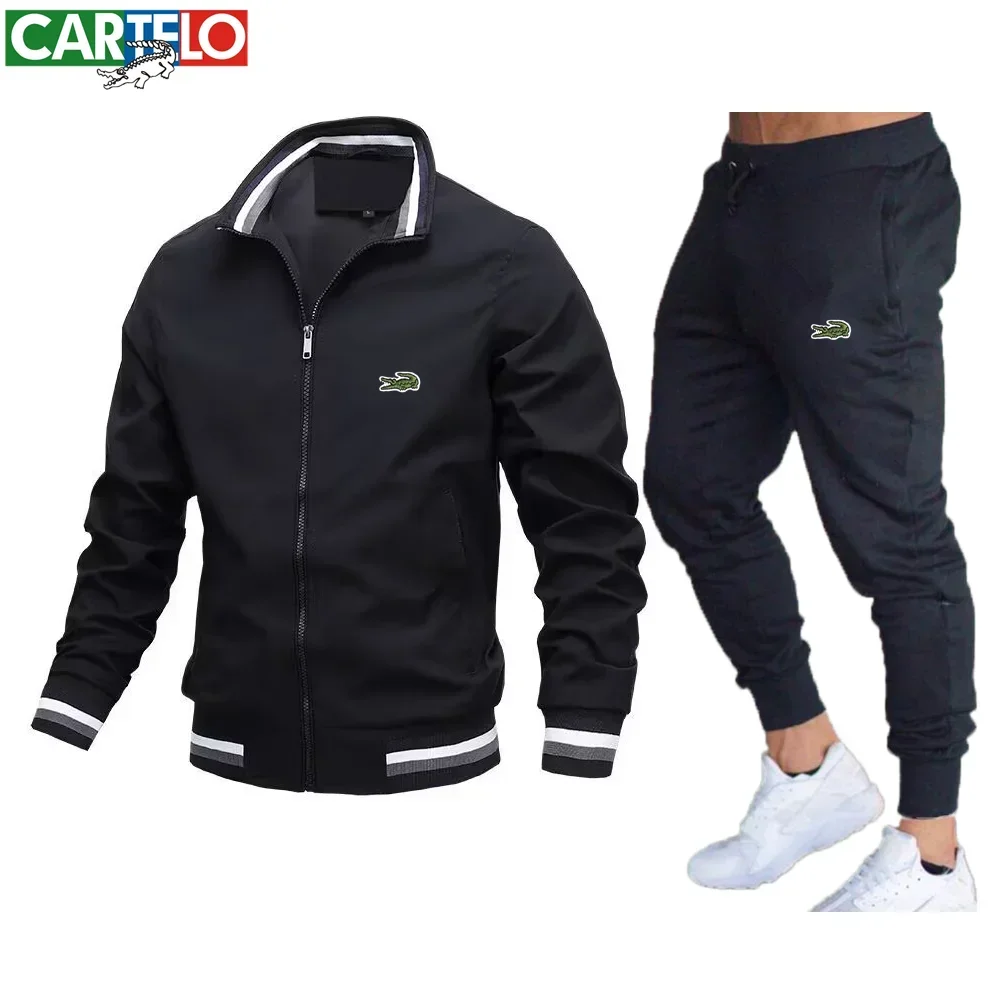 

CARTELO 2023 Autumn New Men's Jacket Set Fashion Embroidery Windproof and Rainproof Top+Thin Pants Casual Sports Baseball Jacket