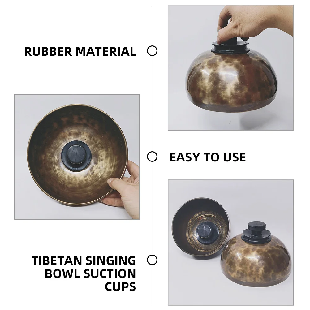 

3 Pcs Buddha Music Bowl Accessories Suction Cup Meditation Cups Singing Handle Sound Parts Rubber Lifting