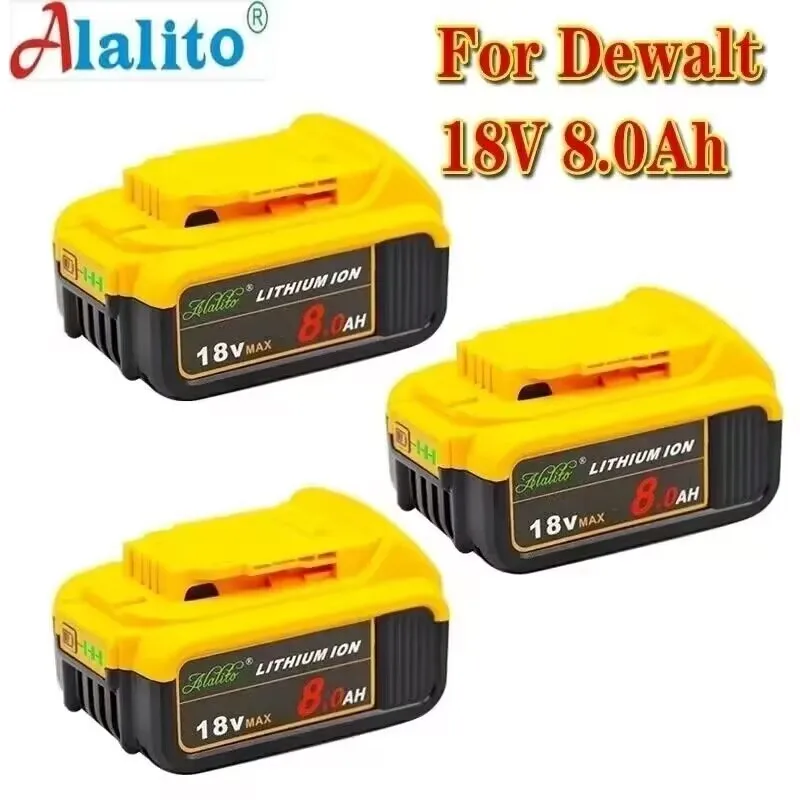 

3pcs 18V 8.0Ah MAX Battery power tool Replacement for DeWalt DCB184 DCB181 DCB182 DCB200 20V 8A 18Volt 18 v Battery