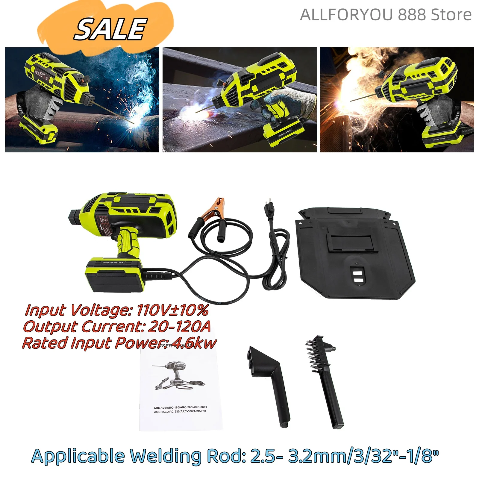 Upgraded Welding Machine Handheld Welder IGBT Inverter 6 Variable Current Adjustment for 3/32"-1/8" Wire Rods