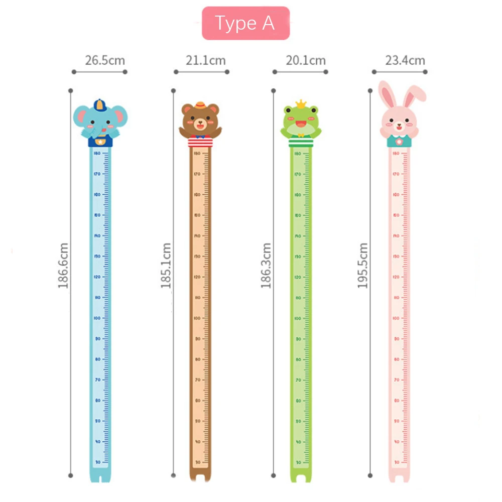 Cartoon Animal Growth Chart Wall Stickers Kindergarten Home Decoration Rabbit Giraffe Mural Children Height Measurement Stickers
