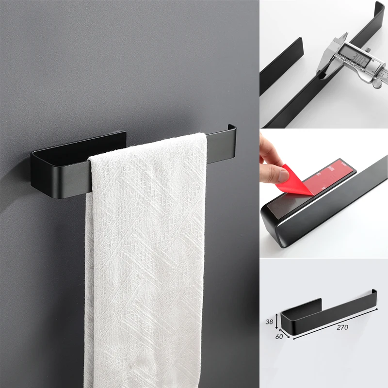 Aluminum Bathroom Accessories Sets Black Paper Roll Holder Toilet Brush Holder Towel Robe Hook Tumbler Free Punch toilet paper holder,adhesive hook,towel hook,bathroom hardware set,bathroom hardware accessories,clothes hook