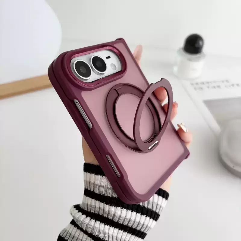 Foldable Magnetic 360° Stand Matte Shockproof TPU Phone Case with Full-Body Protection