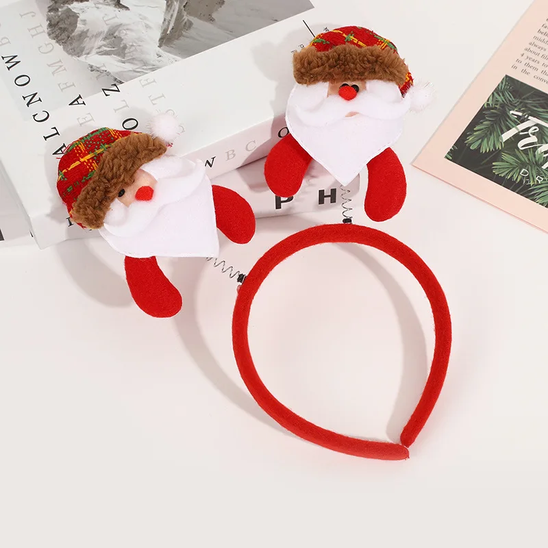 Fashion Christmas Red Bows Headbands Women Girl Classic Elastic Reindeer Antler Santa Hair Hoop Headbands Xmas Party Accessories