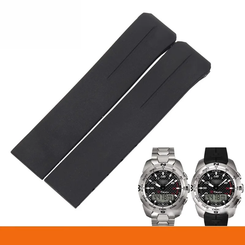 Фото Ремешок силиконовый для часов Tissot 1853 Tengzhi T-Touch T013, резиновый оригинальный браслет для мужских часов T047T081T33, 20 мм №2