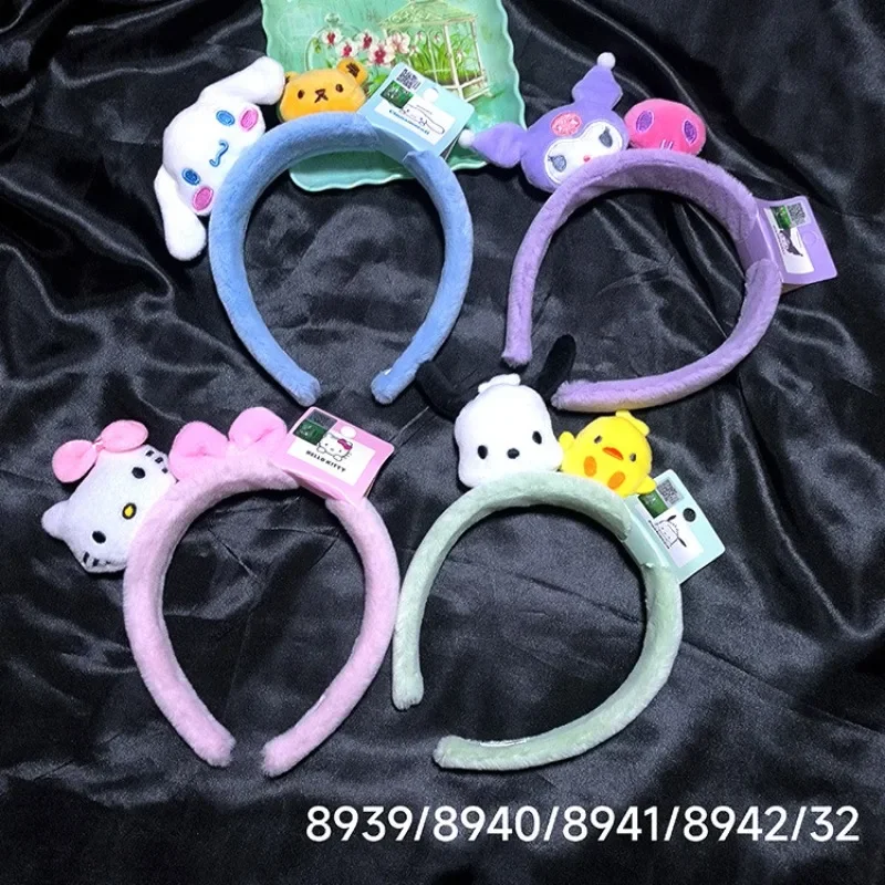

Girl Sanrios Anime Kawaii Pachacco Hellokittys Cinnamoroll Kuromi Autumn and Winter Outgoing Plush Sweet Cartoon Hair Band Gift