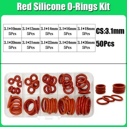High - Temperature Oil - Resistant Red Silicone O - Ring Seal Washer (50pcs  CS 3.1)