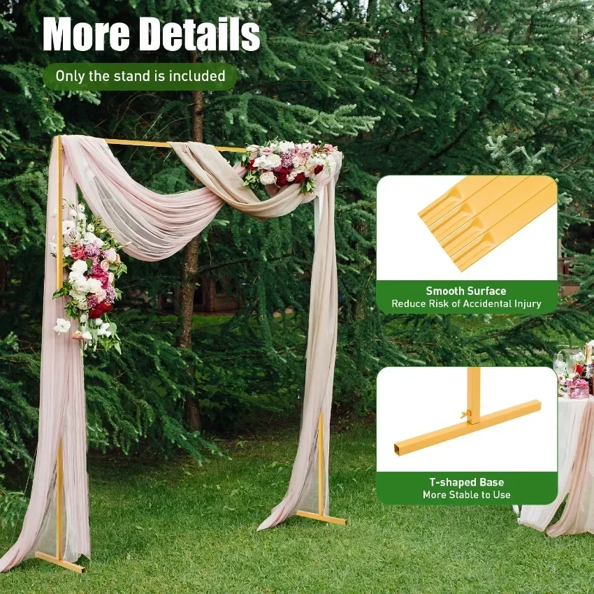 2×2 m Hochzeitsbogen, Metall-Vertikalständer, Quadratischer Blumen- und Ballonständer, Goldrahmen-Dekoration für Geburtstagsfeier und Hochzeitsdekoration – Detail 2