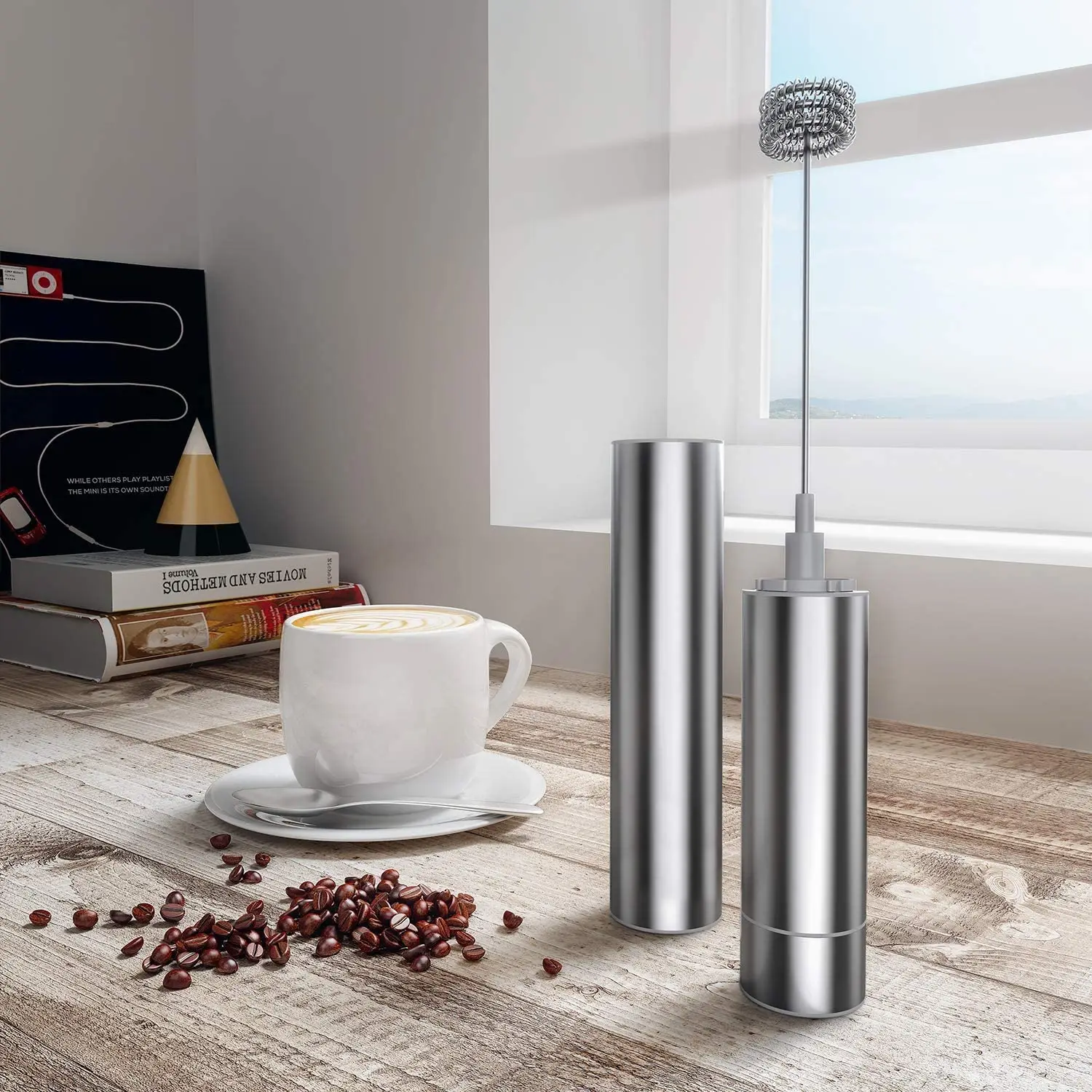Milk Frother Handheld Three-Layer of Whisk-Battery Operated Electric Foam Maker for Coffee, Latte, Hot Chocolate