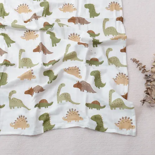 Elinfant Cute Soft Print Baby Towel Wrap 120x110cm Bamboo Cotton Baby Muslin Swaddle Blanket - Image 35