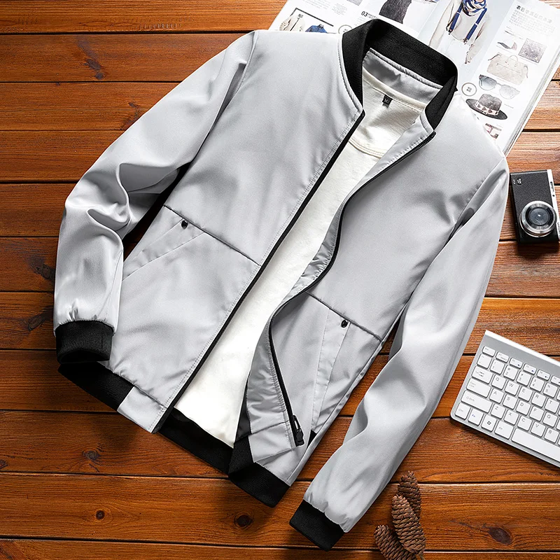 2024 Casual Mens Bomber Jackets Solid Fashion Outdoor Windbreaker High Quality Male Baseball Jackets New Men's Business Coat
