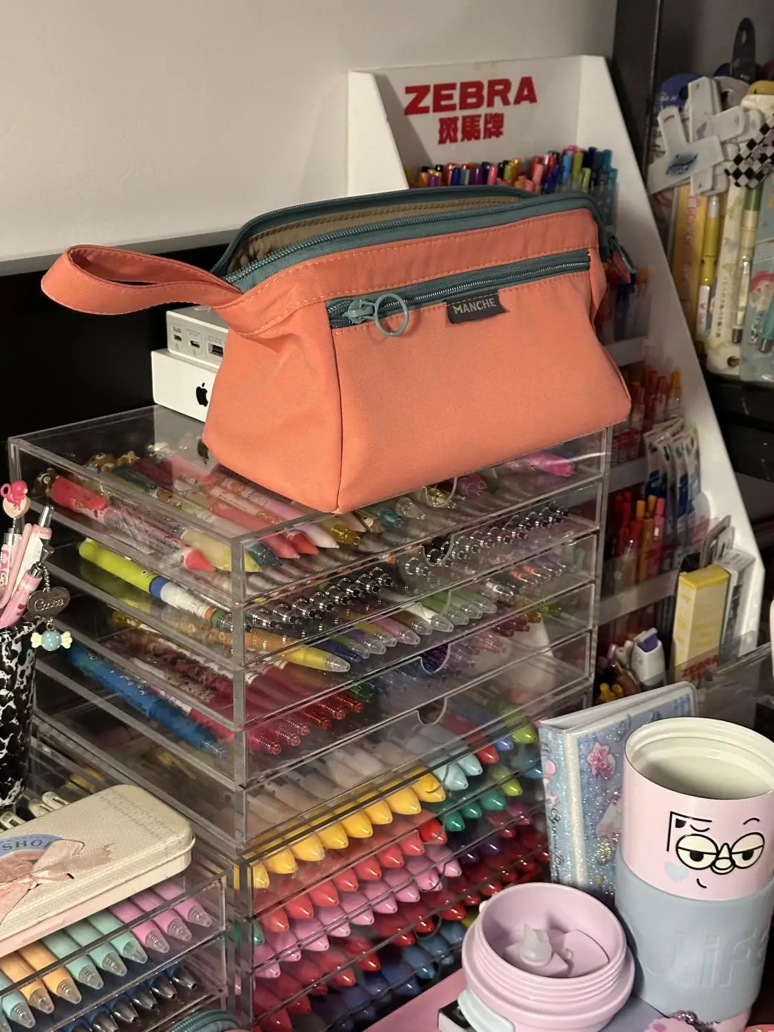 

Orange Contrasting Pencil Case Large Capacity Splicing Nylon Waterproof Desktop Storage Bag Student Stationery Box Pencil Pouch