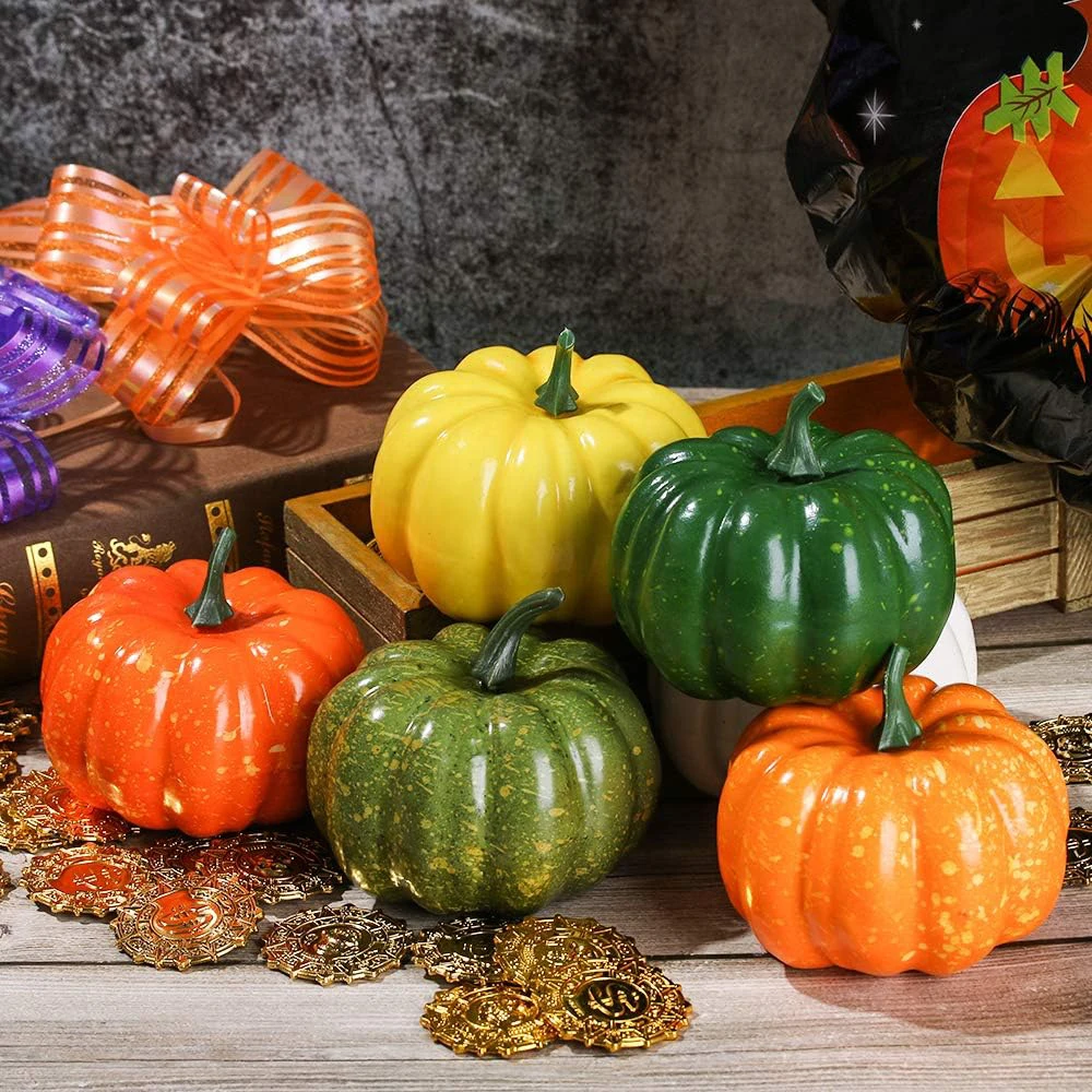 Christian Festival Simulation Vegetable Halloween Mini Artificial Pumpkin Decor Halloween Home Party Decoration Props DIY Craft