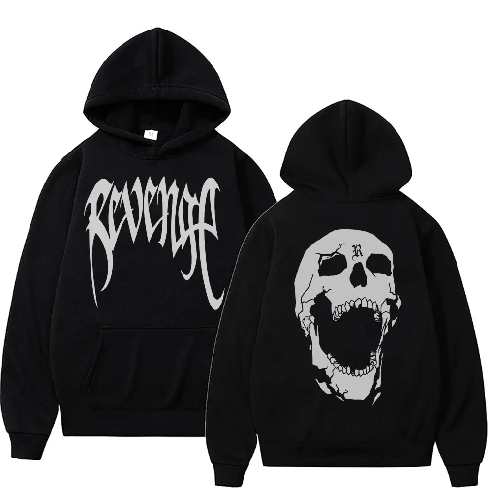 

Revenge Skeleton Skull Double Sided Graphic Print Hoodie Chief Keef Hoodies Autumn Winter Men Women Hip Hop Fleece Sweatshirts