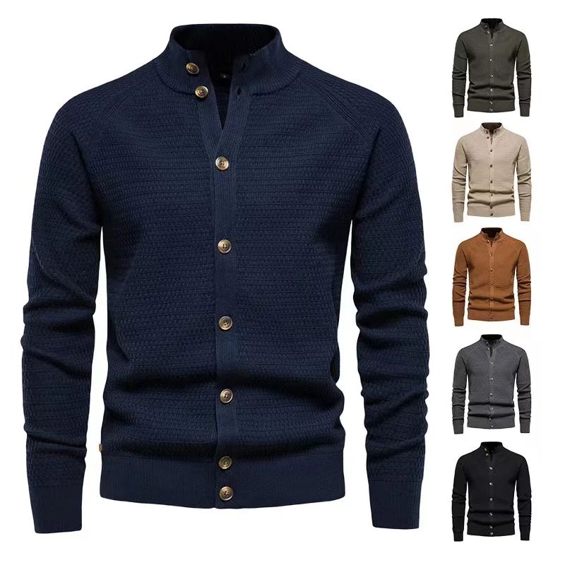 

T-shirt Autumn Winter New Button-down Cardigan Men's Sweater High-quality Business Casual Sweater Round Neck Sweater Men