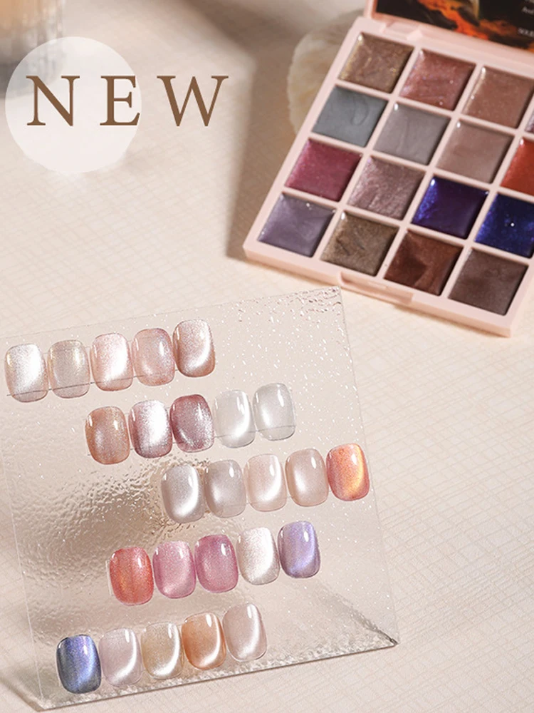 9/16 Farben Nude Pink Moonlight Cat Magnetic Gel Solid Nail Gel Super White Light Magnetic Nail Sparkling Varnis Solid Adhesive – Detail 4