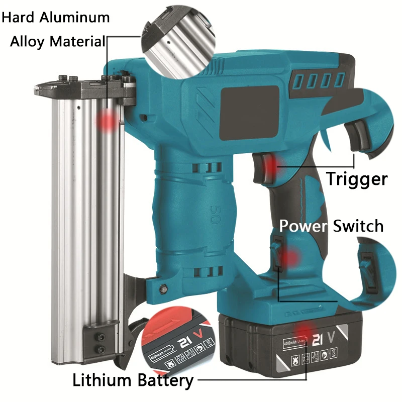 

Electric nail gun with one-key start, convenience and lightweight nail gun nail, lithium power tools cordless framing nailer