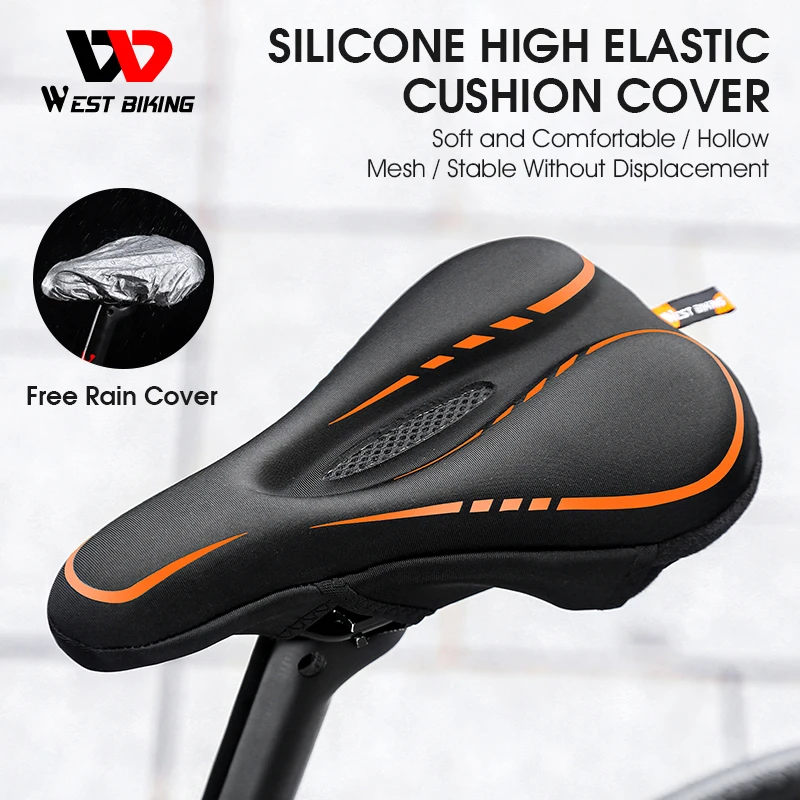 

WEST BIKING GEL Bicycle Saddle Cover Soft Silicone Pad MTB Road Bike Seat Cover Comfort Breathable Anti-Slip Cycling Cushion