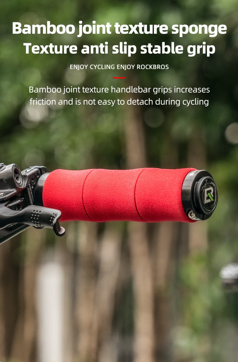 Description Picture 6 of itemROCKBROS Bicycle Grips Bamboo Joint Bike Handlebar Grips With Dust Plug Soft Shockproof EVA Aluminum Alloy Cycling Handle Parts