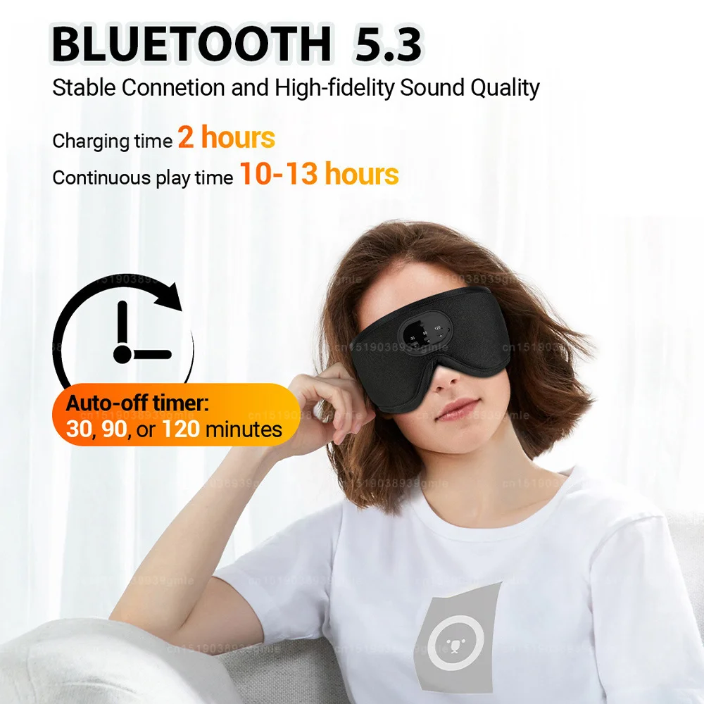 Bluetooth 5.2 Headphone 3D Wireless Music Eye Mask White Noise Headset For Artifact breathable Sleeping Headphones