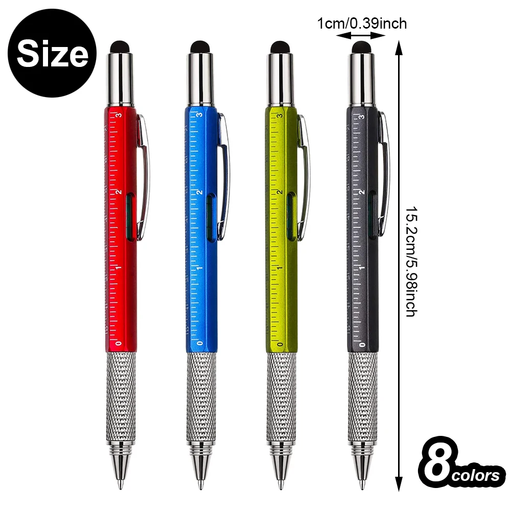 7 in 1 Multifunctional Pen Touch Screen Stylus Capacitive Pen Screwdriver Ruler Levelgauge Ballpoint Pencil Tool