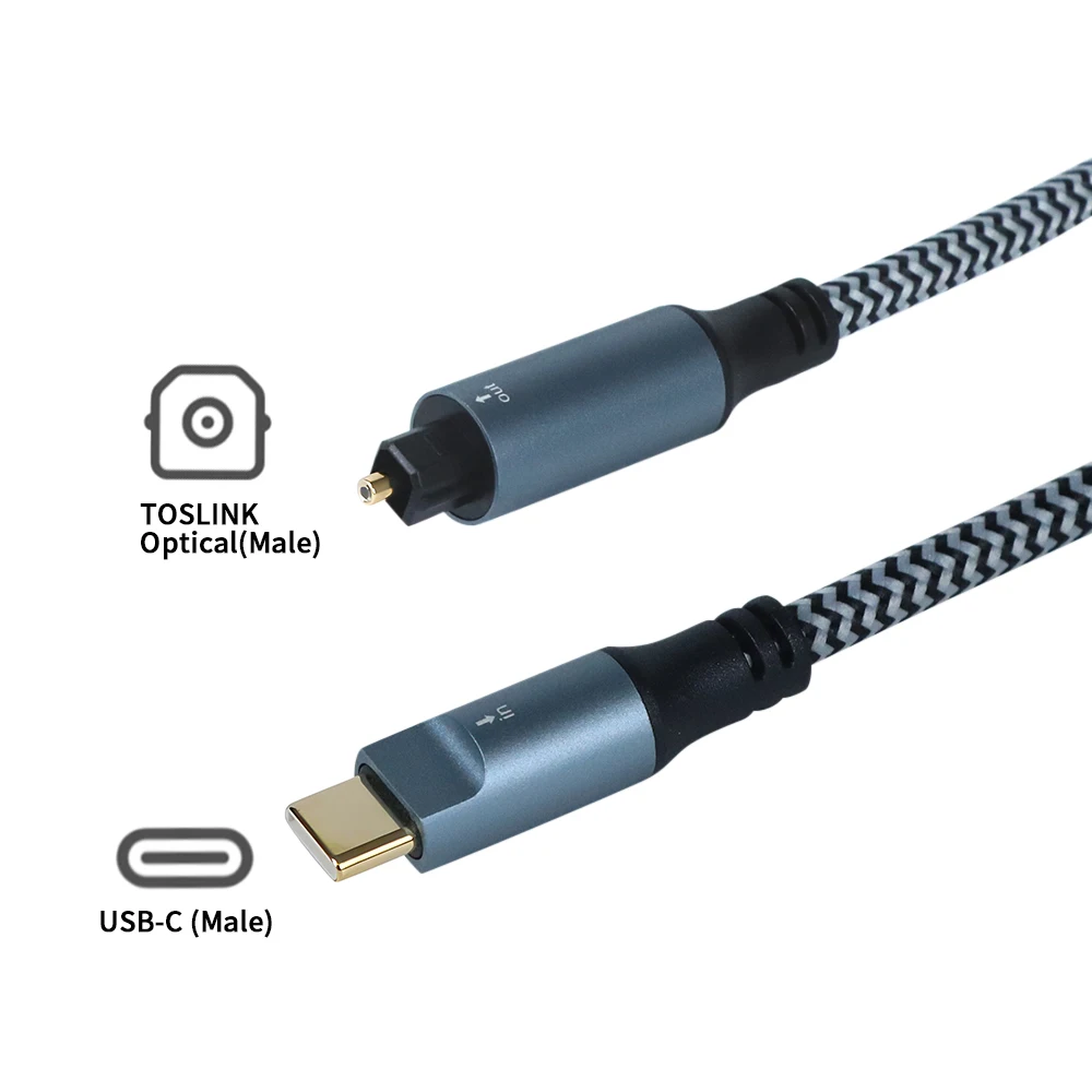 USB C-토스링크 디지털 광 오디오 케이블 USB-C 남성-토스링크 여성 커넥터 USB-토스링크 오디오 케이블(TV/사운드바용)