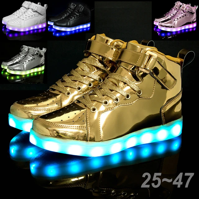 Zapatillas de deporte brillantes con carga USB para niños y adultos, botas  altas con luz Led, informales, para niños y niñas, talla 25-47 - AliExpress