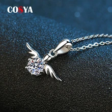 

COSYA 925 Sterling Silver Real 0.5 Carat Moissanite Diamond Angel Pendant Necklace For Women Wed Party Fine Jewelry Girls Gifts
