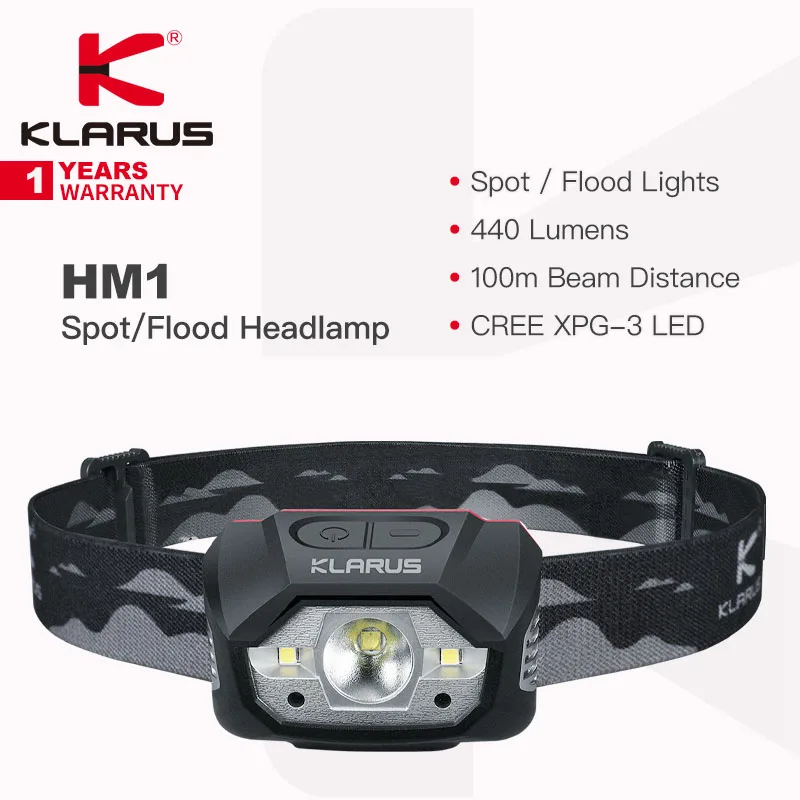 Klarus Hm1 Spot Ricaricabile/Luci Di Inondazione/Fari Con Sensore Gestuale, 440 Lumen 100M Di Distanza Del Fascio, Per Campeggio, Escursionismo