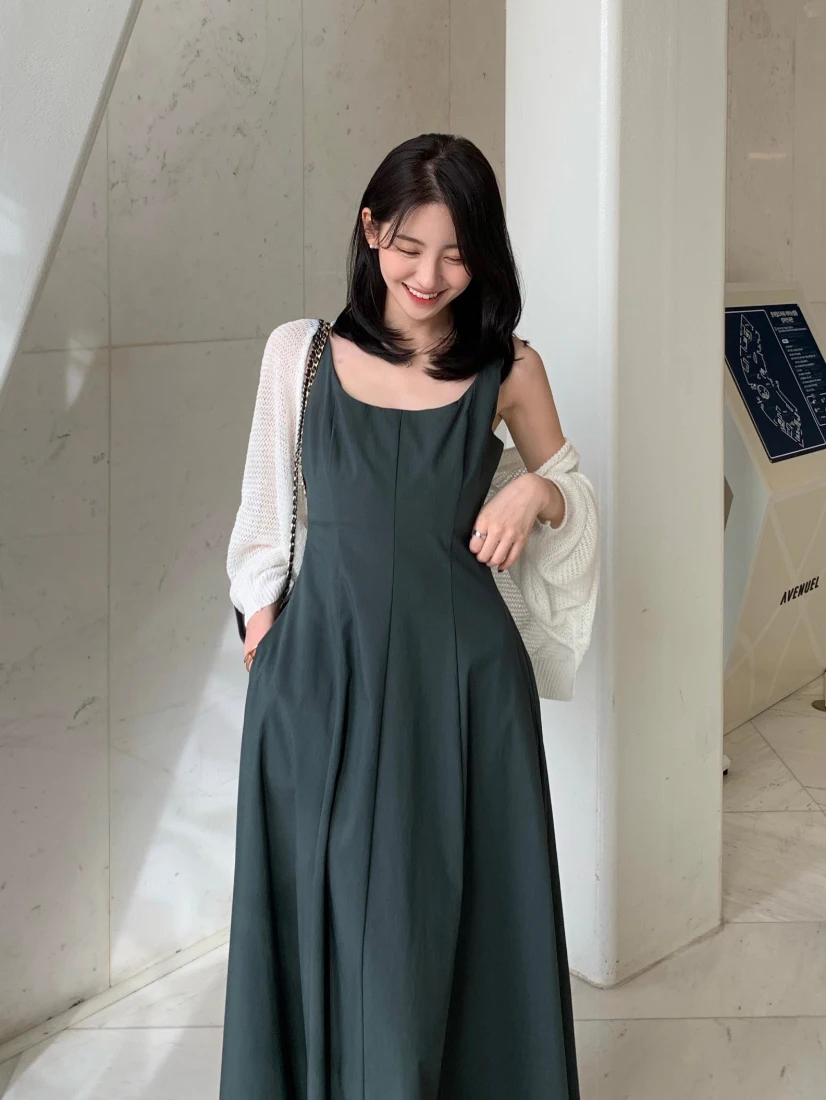 

South Korea Dongdaemun 2023 spring and summer new temperament slim suspender vest dress long skirt female