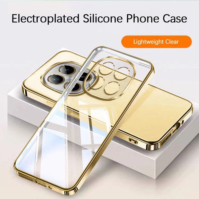 Luxury Transparent Silicone Back Cover with Original Plating - Thin, High-Quality Phone Case