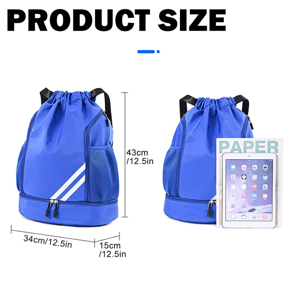 Lightweight cinch sack made of Nylon, Oxford, and Polyester materials.
