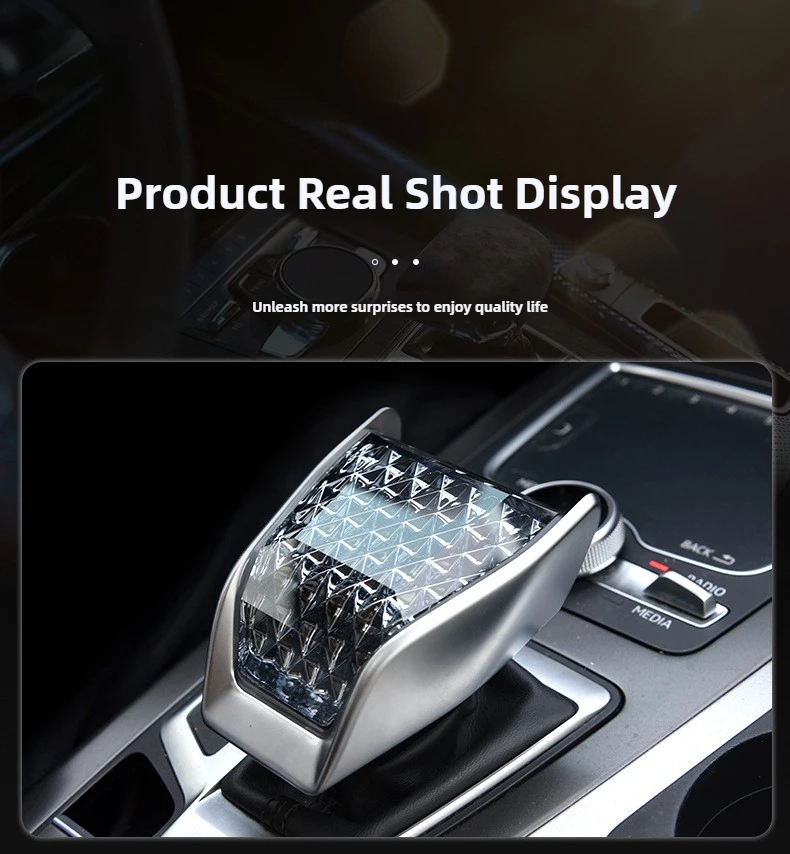 Car Crystal Shift Knob For Audi A4 B9 A5 A6 C8 Q5 SQ5 Q7 S6 Q8 Angel's Wing Gear