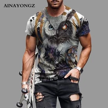 

Latest Fashion Short Sleeve Blouse Ferocious Animal Owl 3d Print Men Summer Essentials T Shirt Streetwear Male Oversized T-shirt