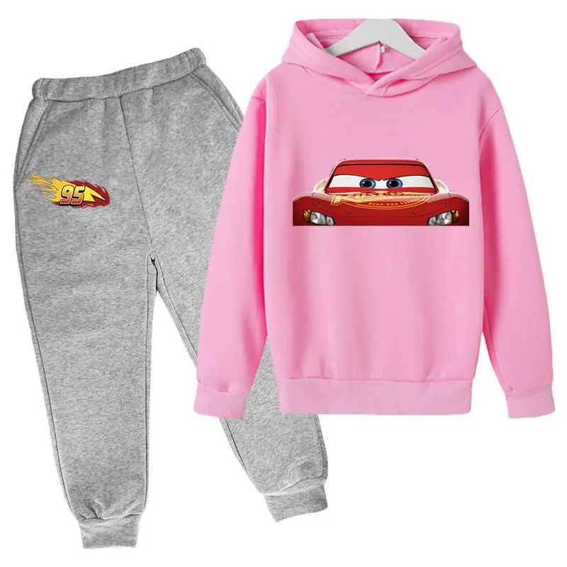 thumbnail image 1 of Sudadera de coches para niño, sudadera con capucha para niña, pantalones, 2 piezas, chándales para niños, ropa para niños de 4 a 14 años, 1 of 5