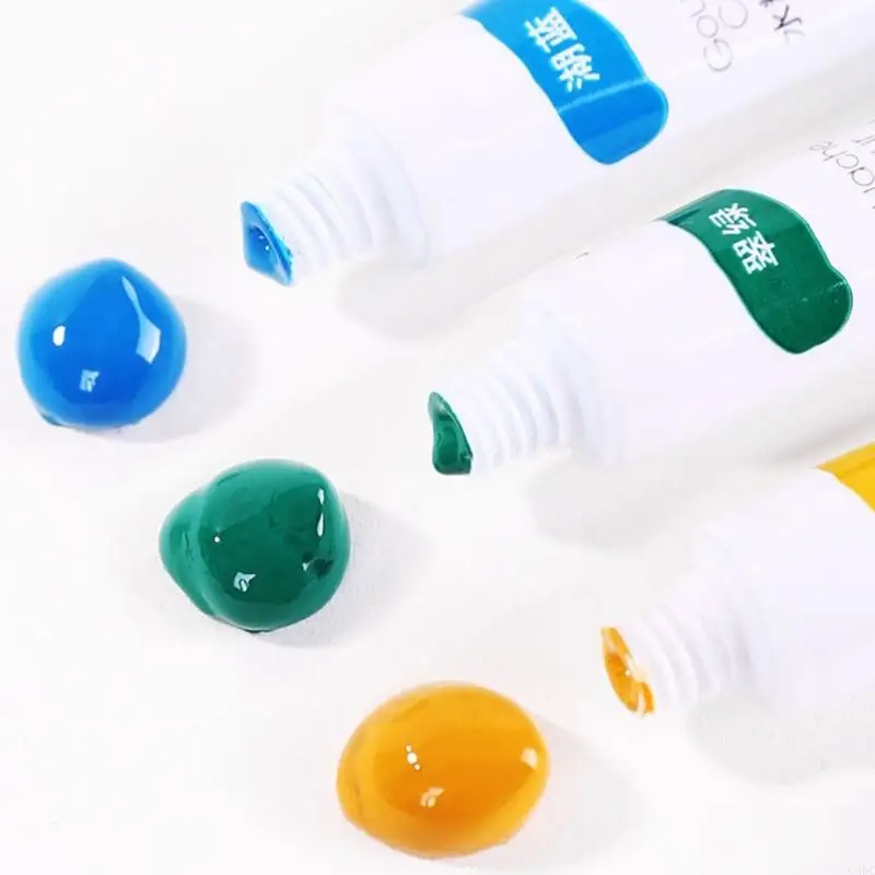 C90C 12 컬러 가우치 페인트 페인트 브러시 전문가 Gouache Pigment 세트 캔버스 및 종이 용 수성 페인트 세트