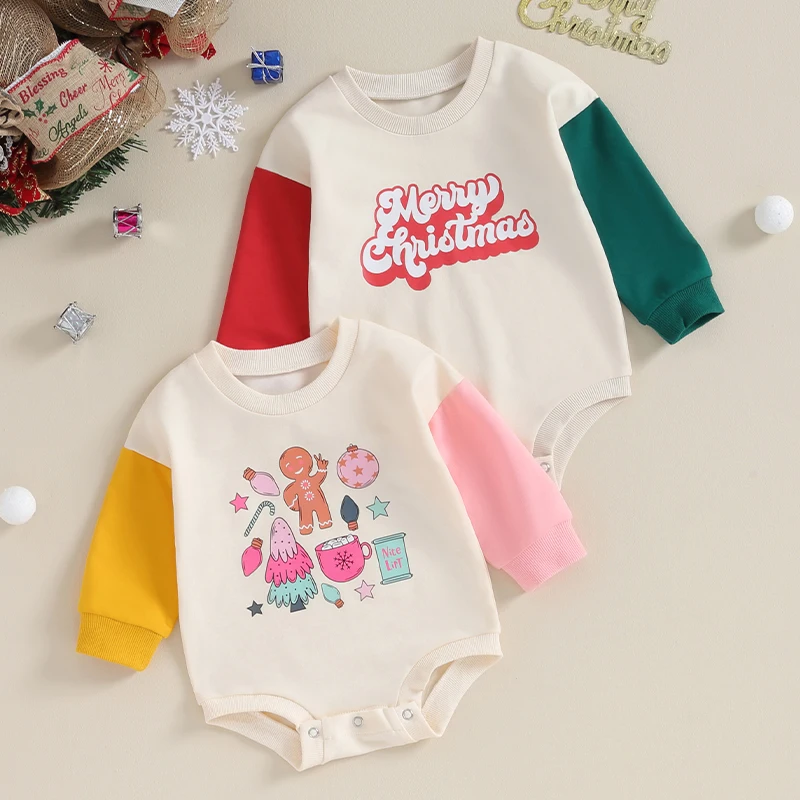 

2023-08-10 Lioraitiin 0-24M Newborn Toddler Baby Sweatshirt Rompers Christmas Letter Long Sleeve Jumpsuit Infant Cute Clothes