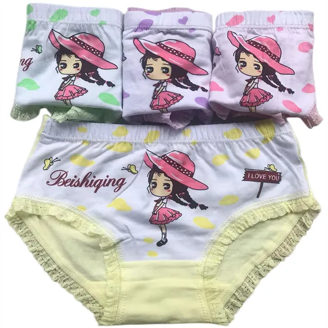 Girl Cute Design Lace Briefs Quality Cotton Soft Kids Underwear
