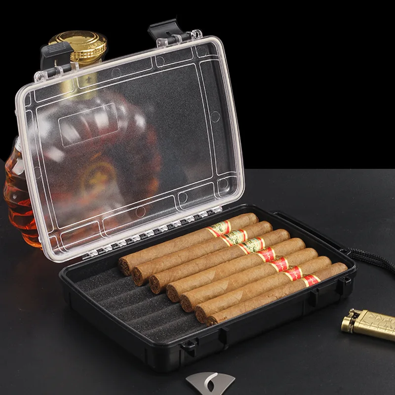 

Cigar case ABS Plastic Humidor Large Accommodate 5-7 Cigar Humidor Box Cigarette Smoking Cigar Accessories Lighter Storage Case