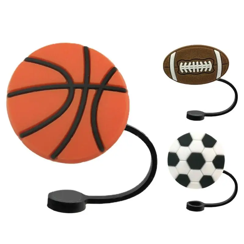 

10PCS Airtight Ball Shape Silicone Straw Lid Portable cute Straw Protectors Creative Cup Accessories For Sports Lover Gifts