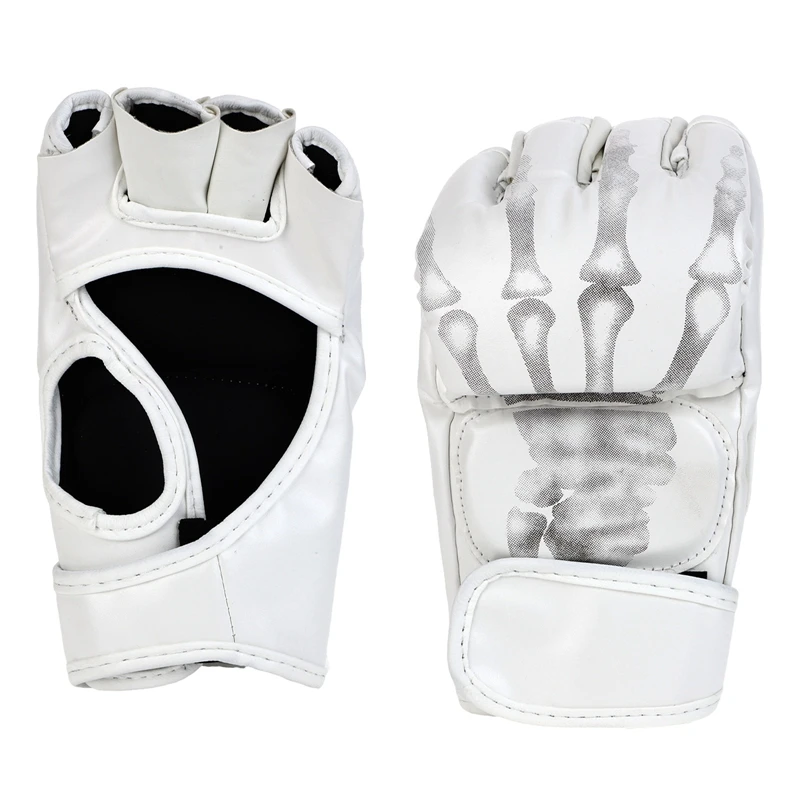 1 Pair New Grappling MMA Gloves PU Leather Punching Bag Boxing Gloves Sanda Half Finger Ghost Hand Boxing Gloves Gift 5