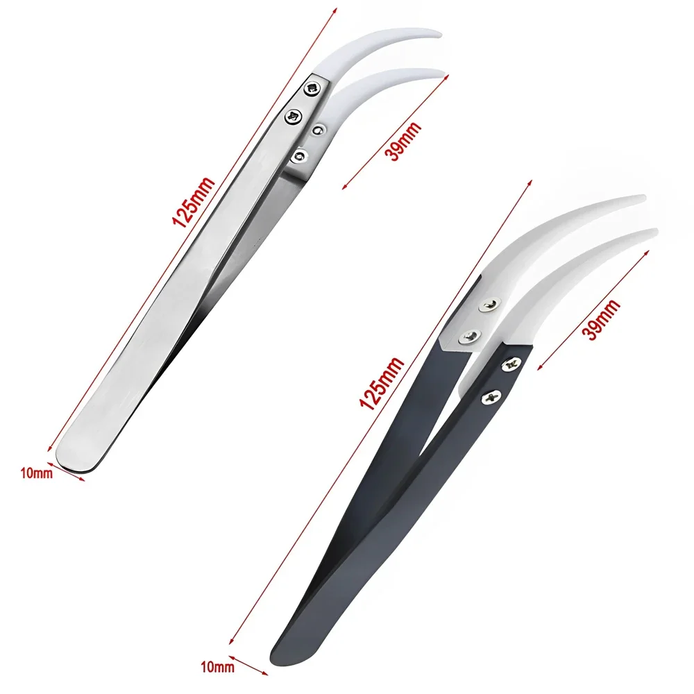 Ceramic Tweezers Highly Heat Resistant Non-Conductive Anti-Static Precision Stainless Steel Plier for Electronics Craft Jewelry